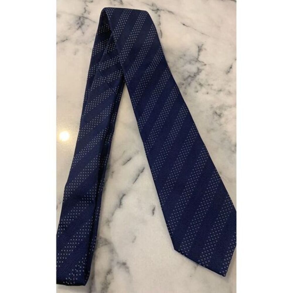 NWT Belvest Silk Blue Striped Woven Tie Made In Italy 57" Length
